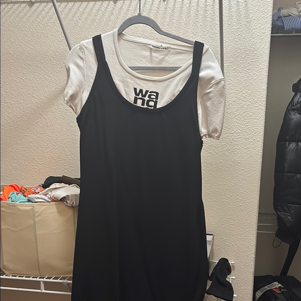 T by Alexander Wang Black and White Layered Dress